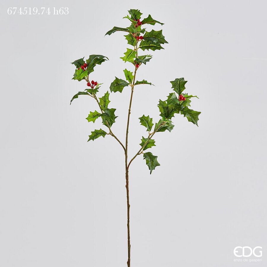 edg enzo de gasperi edg enzo de gasperi ramo agrifoglio natalizio con bacche e 3 rami h 63 cm verde rosso ean 8056372466779