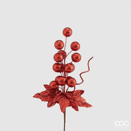 edg enzo de gasperi edg enzo de gasperi ramo bacche glitterate pick natalizio h 30 cm rosso ean 8056372946950