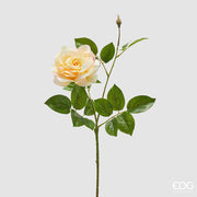 EDG Enzo De Gasperi Rosa Gloria Ramo con Foglie e Bocciolo H 60 Cm Pianta Artificiale Giallo