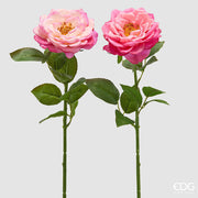 EDG Enzo De Gasperi Rosa Ramo con Foglie Ass. H 58 Cm Pianta Artificiale Rosa Crema 1 Pz