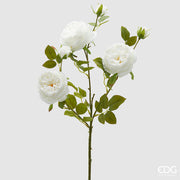 EDG Enzo De Gasperi Rosa Sonia Ramo x3 con Foglie e Bocciolo H 65 Cm Pianta Artificiale Bianco