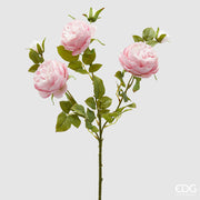 EDG Enzo De Gasperi Rosa Sonia Ramo x3 con Foglie e Bocciolo H 65 Cm Pianta Artificiale Rosa
