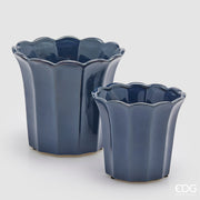 EDG Enzo De Gasperi Set 2 Vasi Cachepot Bellflower Blu Ceramica