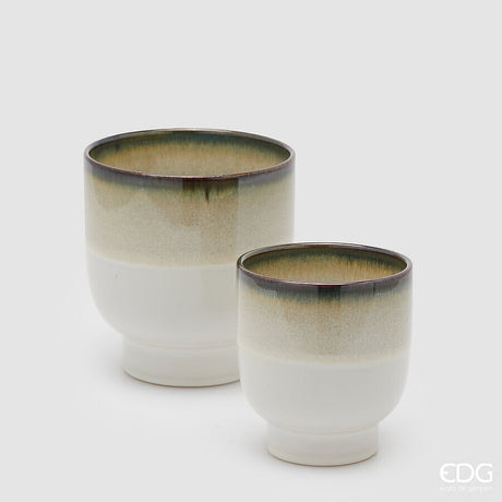 edg enzo de gasperi edg enzo de gasperi set 2 pz vaso cachepot nuance con piede h 17 cm h 13 cm ceramica marrone ean 8059824460080