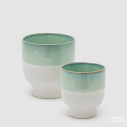 EDG Enzo De Gasperi Set 2 Vasi Cachepot Nuance Verde Salvia Ceramica Piede