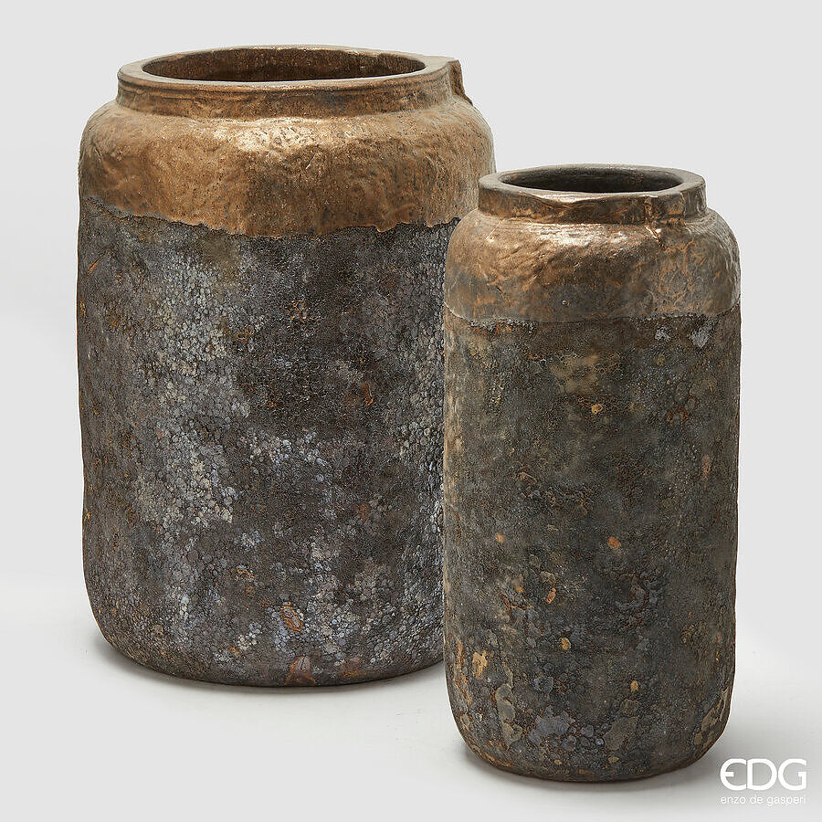 edg enzo de gasperi edg enzo de gasperi set 2 pz vaso saigon rotondo h 63 cm h 58 cm ceramica waterproof copper ean 8059824494382