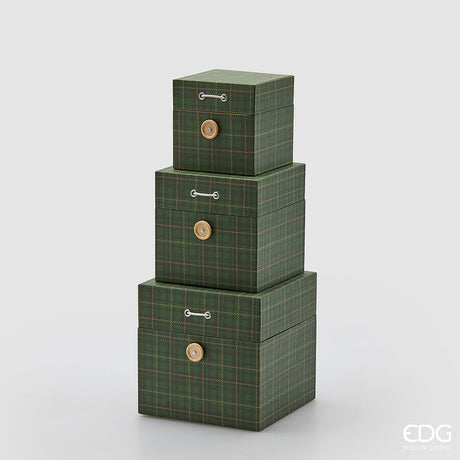 edg enzo de gasperi edg enzo de gasperi set 3 scatole decorative natale quadrata h 18 cm h 15 cm h 12 cm dark green ean 8059824528001