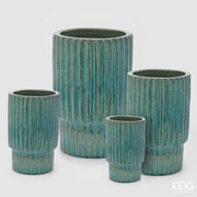 EDG Enzo De Gasperi Set 4 Vasi Glaze Atlas Righe Mix Blu Ceramica