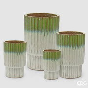 EDG Enzo De Gasperi Set 4 Vasi Glaze Atlas Righe Mix Verde Ceramica