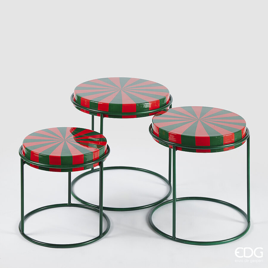 edg enzo de gasperi edg enzo de gasperi tavolo bicolore rotondo natalizio grande h 47 cm d 50 cm metallo verde rosso