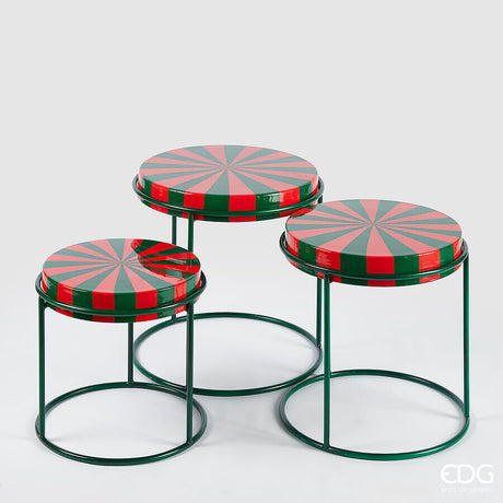 edg enzo de gasperi edg enzo de gasperi tavolo bicolore rotondo natalizio grande h 47 cm d 50 cm metallo verde rosso
