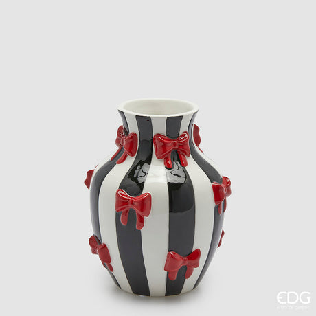 edg enzo de gasperi edg enzo de gasperi vaso anfora con fiocchi h 19 cm d 14 cm ceramica bianco nero ean 8059824552693