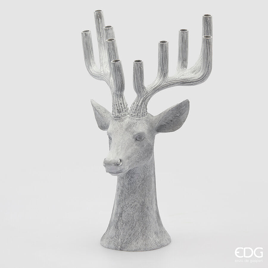 edg enzo de gasperi edg enzo de gasperi vaso cervo natalizio grandicorna h 65 cm l 40 cm l 31 cm poliresina grigio ean 8059824531353