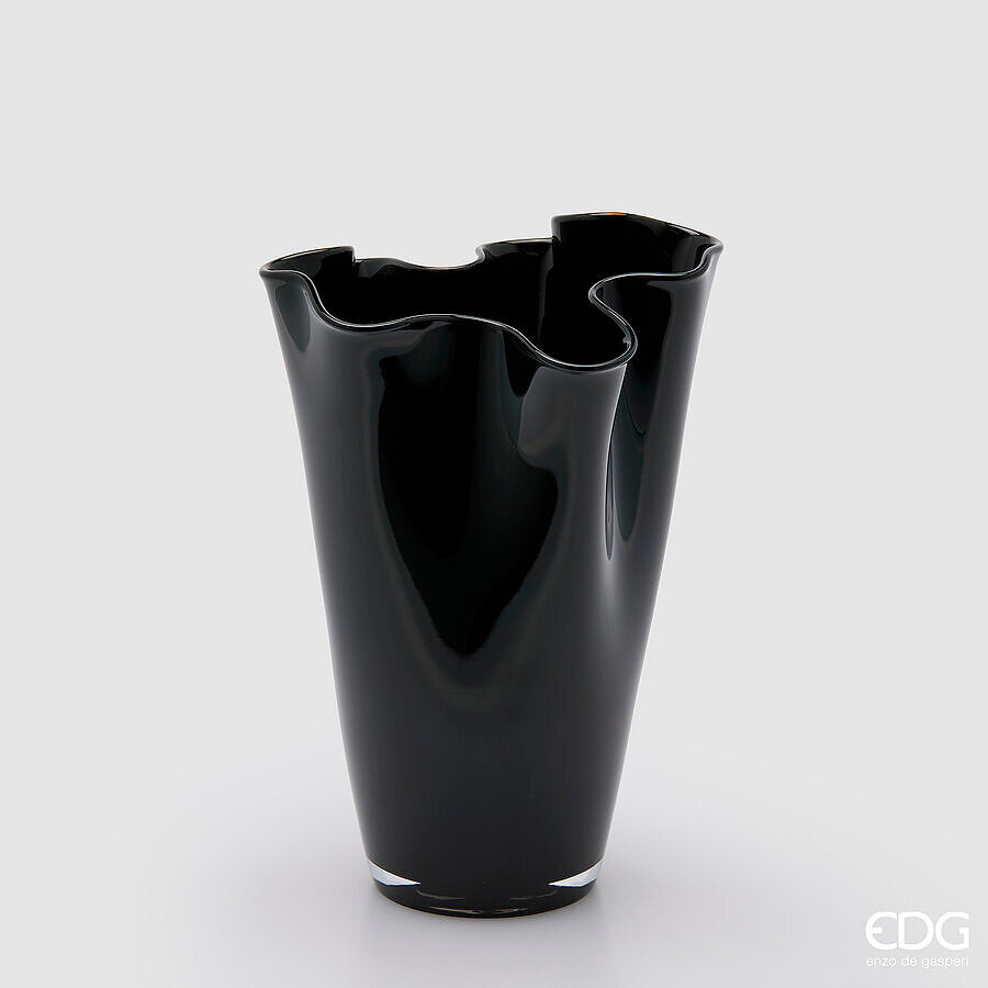 edg enzo de gasperi edg enzo de gasperi vaso drappo nida h 29 cm vetro nero ean 8031295822239