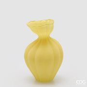 EDG Enzo De Gasperi Vaso Flow Sinuoso H 30,5 Cm D 19,5 Cm Waterproof Vetro Satinato Giallo