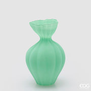 EDG Enzo De Gasperi Vaso Flow Sinuoso H 30,5 Cm D 19,5 Cm Waterproof Vetro Satinato Verde
