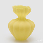 EDG Enzo De Gasperi Vaso Flow Sinuoso H 32 Cm D 26 Cm Waterproof Vetro Satinato Giallo