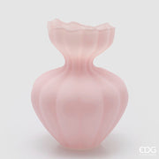 EDG Enzo De Gasperi Vaso Flow Sinuoso H 32 Cm D 26 Cm Waterproof Vetro Satinato Rosa