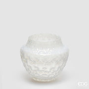 EDG Enzo De Gasperi Vaso Honeycomb Nido D'ape H 17 Cm D 20 Cm Vetro Waterproof Bianco