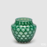 EDG Enzo De Gasperi Vaso Honeycomb Nido D'ape H 17 Cm D 20 Cm Vetro Waterproof Verde