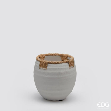 edg enzo de gasperi edg enzo de gasperi vaso in terracotta con corde h 15 cm d 15 cm grigio vaso decorativo naturale design moderno ean 8059824127488
