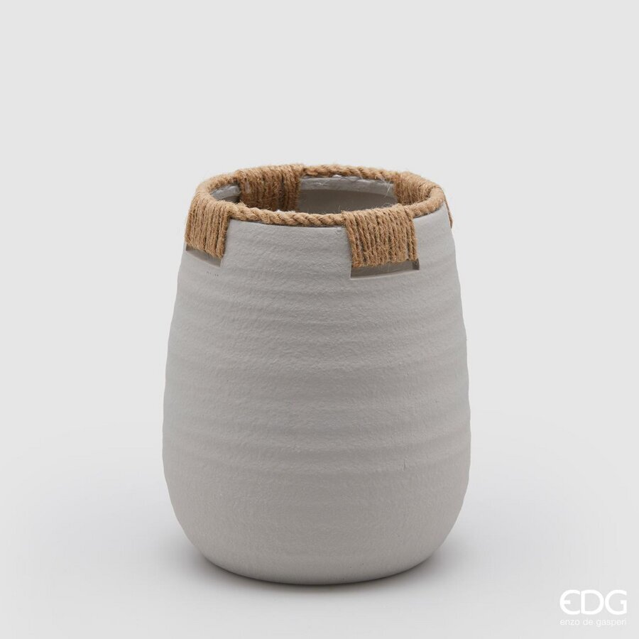 edg enzo de gasperi edg enzo de gasperi vaso in terracotta con corde h 24 cm d 19 cm grigio vaso decorativo naturale design moderno ean 8059824127587