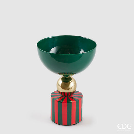 edg enzo de gasperi edg enzo de gasperi vaso righe a coppa di natale h 23 cm d 18 cm metallo verde rosso ean 8059824542687