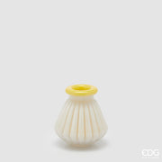 EDG Enzo De Gasperi Vaso Righe con Bordo H 13 Cm D 12 Cm Waterproof Vetro Giallo
