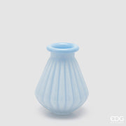EDG Enzo De Gasperi Vaso Righe con Bordo H 20 Cm D 16 Cm Waterproof Vetro Celeste