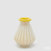 EDG Enzo De Gasperi Vaso Righe con Bordo H 20 Cm D 16 Cm Waterproof Vetro Giallo