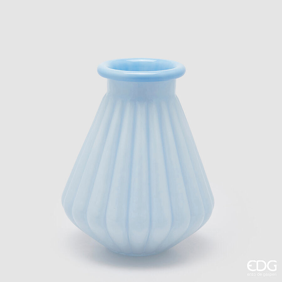 edg enzo de gasperi edg enzo de gasperi vaso righe con bordo h 28 cm d 23 cm waterproof vetro celeste ean 8059824619259