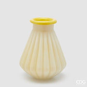 EDG Enzo De Gasperi Vaso Righe con Bordo H 28 Cm D 23 Cm Waterproof Vetro Giallo