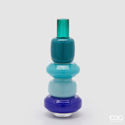 EDG Enzo De Gasperi Vaso Strati H 40 Cm D 16 Cm Waterproof Vetro Mix Blu