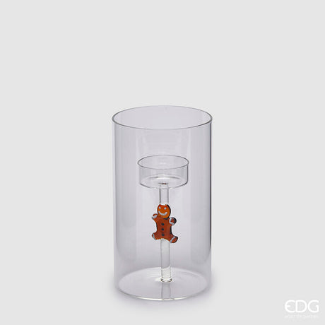 edg enzo de gasperi portacandela marzapane natale cilindro h 16 cm d 9 cm marrone ean 8059824368737