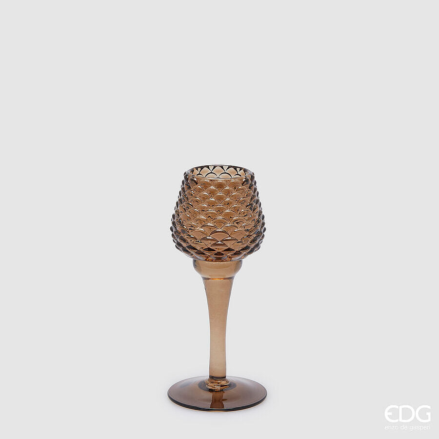 edg enzo de gasperi portacandela pigna calice natale h 18 5 cm d 7 5 cm marrone ean 8059824408495