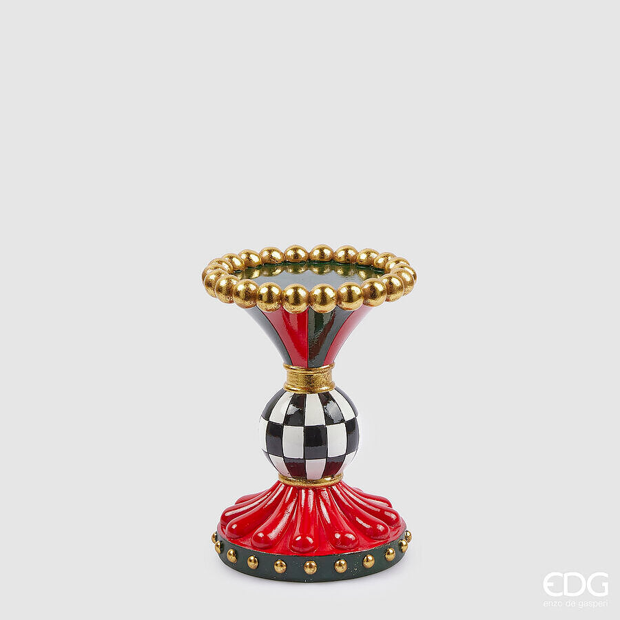 edg enzo de gasperi portacandela scacchi natalke h 20 cm d 15 cm bianco nero ean 8059824403360