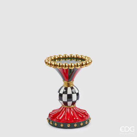 edg enzo de gasperi portacandela scacchi natalke h 20 cm d 15 cm bianco nero ean 8059824403360