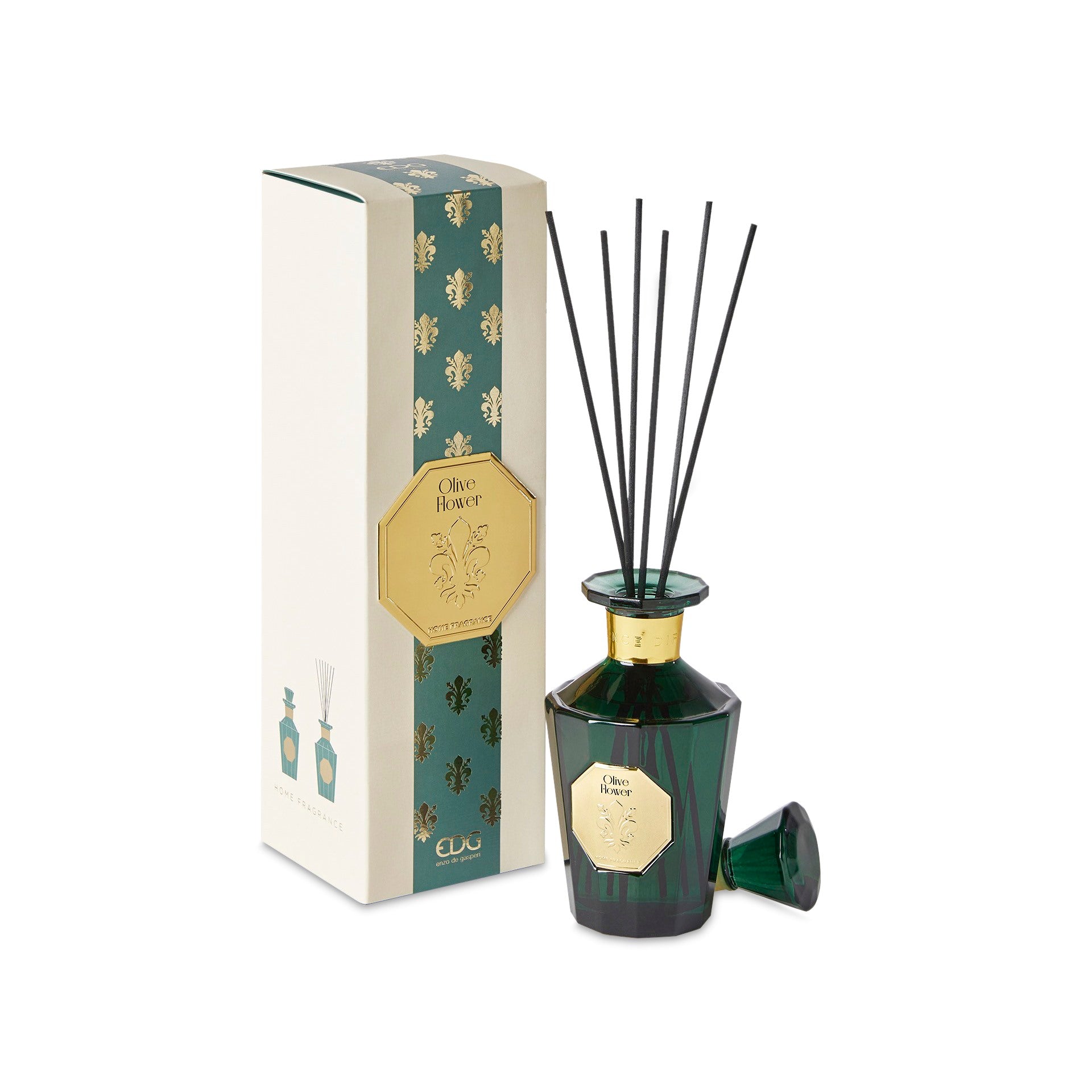 immagine-1-edg-enzo-de-gasperi-profumatore-bottiglia-goldlily-h-16-cm-230-ml-bastoncini-olive-flower-ean-8059824245182