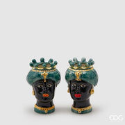 EDG Enzo De Gasperi Vaso Testa Sicily H 13 Cm Lui o Lei 1 Pz Nero