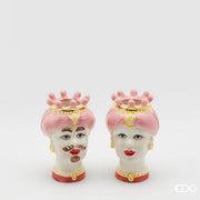 EDG Enzo De Gasperi Vaso Testa Sicily H 13 Cm Lui o Lei 1 Pz Rosa