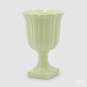 EDG Enzo De Gasperi Vaso Tulipano Coppa con Piede H 41 Cm D 27 Cm Verde Chiaro