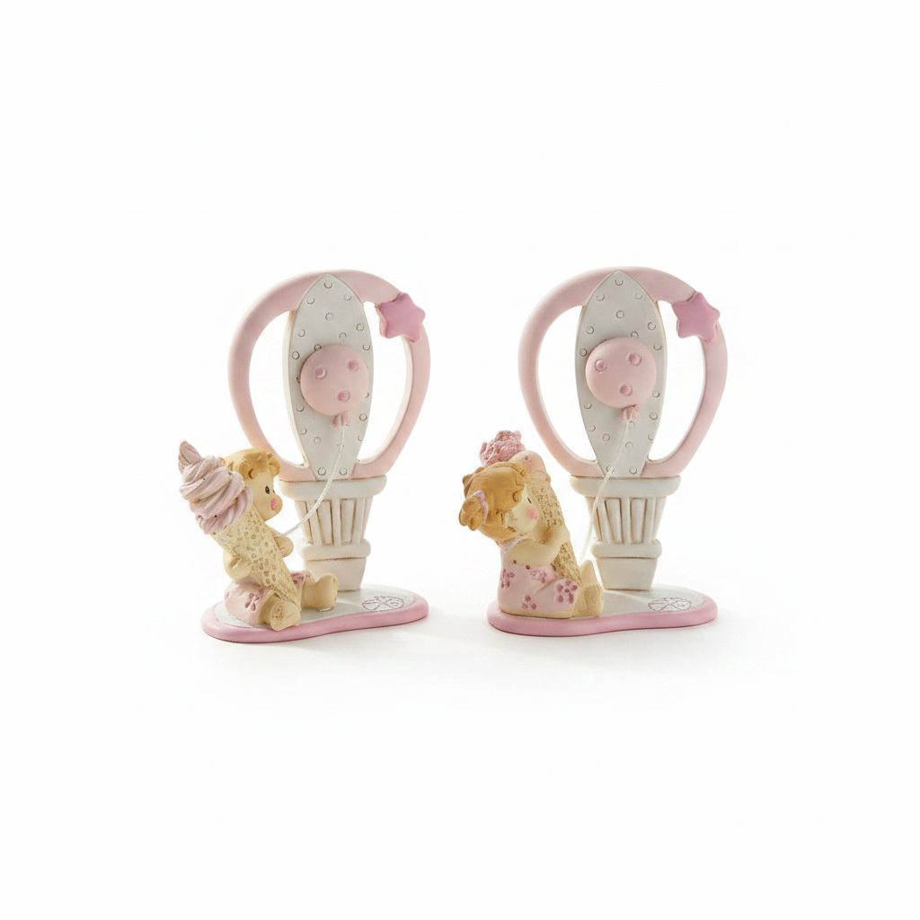 Bomboniera Cremino Ballon Rosa Etm 8 cm, calamita decorativa per battesimo e nascita bimba. Due varianti: contattaci.