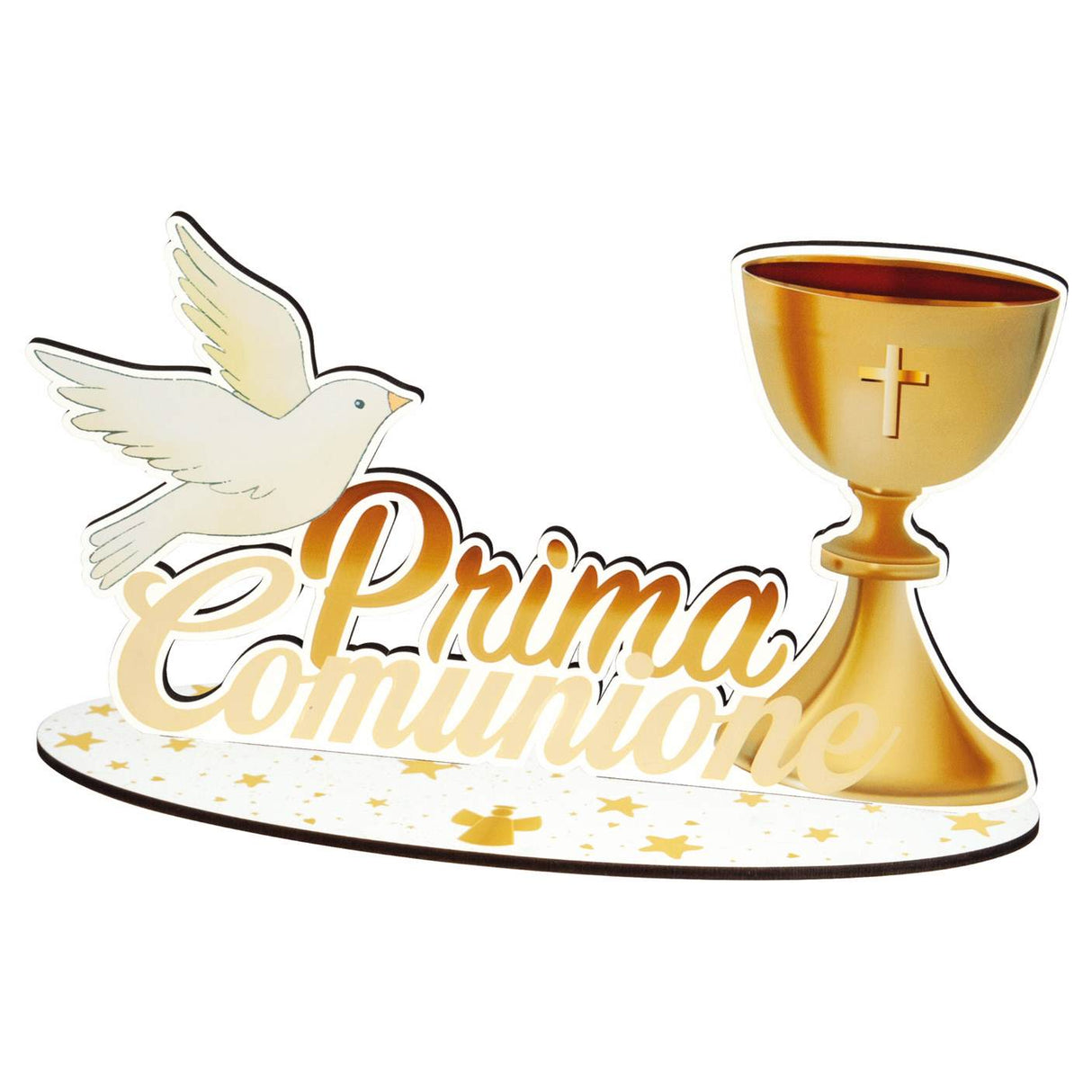 etm etm decorazione da tavola party prima comunione h 21 cm 35 x 15 cm oro ean 8059793667893