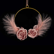ETM Decoro Cerchio 2 Fiori D 20 / 25 Cm Rosa