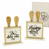 Etm Set Formaggio Legno Ceramica 13x18cm 2Pz Bomboniere