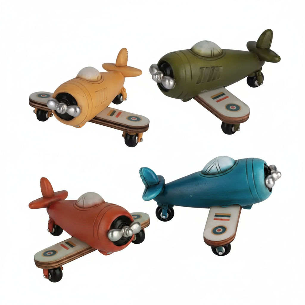 Aereo decorativo in resina ETM Speed 12,5 cm, disponibile in 4 colori assortiti. Ideale per mensole, regali originali, bomboniere e collezioni.
