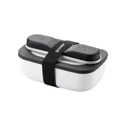 GUZZINI Set Lunch Box da Viaggio Store&Go con Posate Bianco Nero