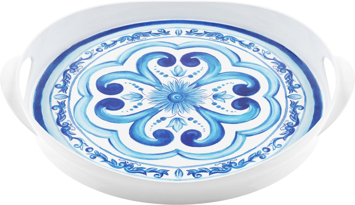 guzzini guzzini vassoio tondo con manici decoro blues 405 x 46 x 6 cm melamina table decor ean 8008392392231