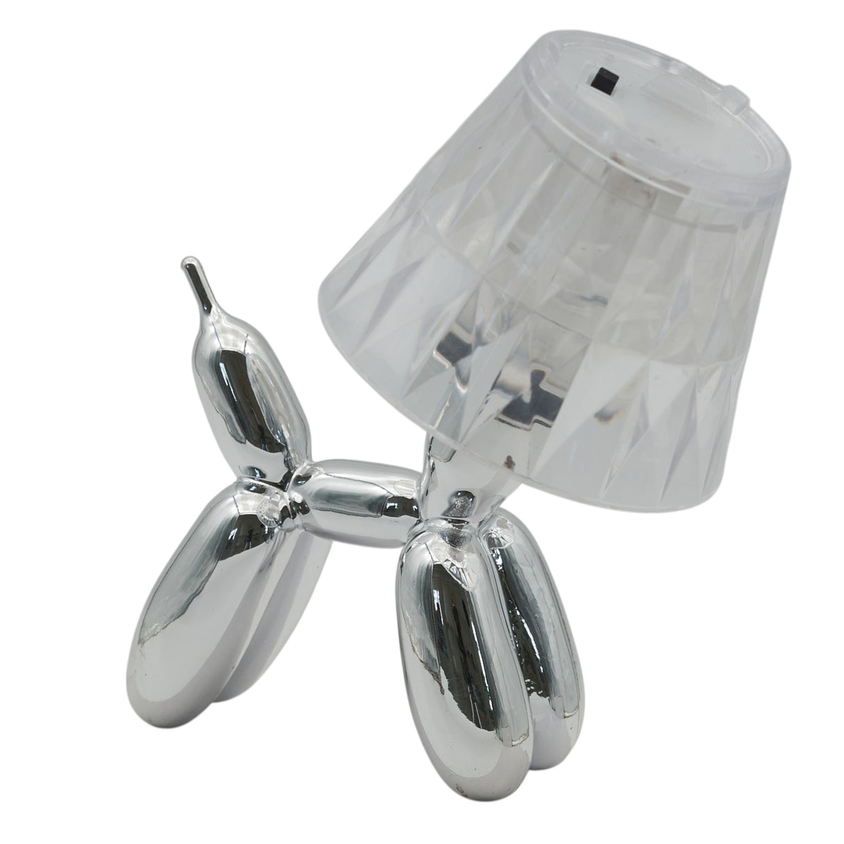 larcolaio larcolaio lumetto cagnolino argento con cupola trasparente 92x105x7 cm lampada led da tavolo design