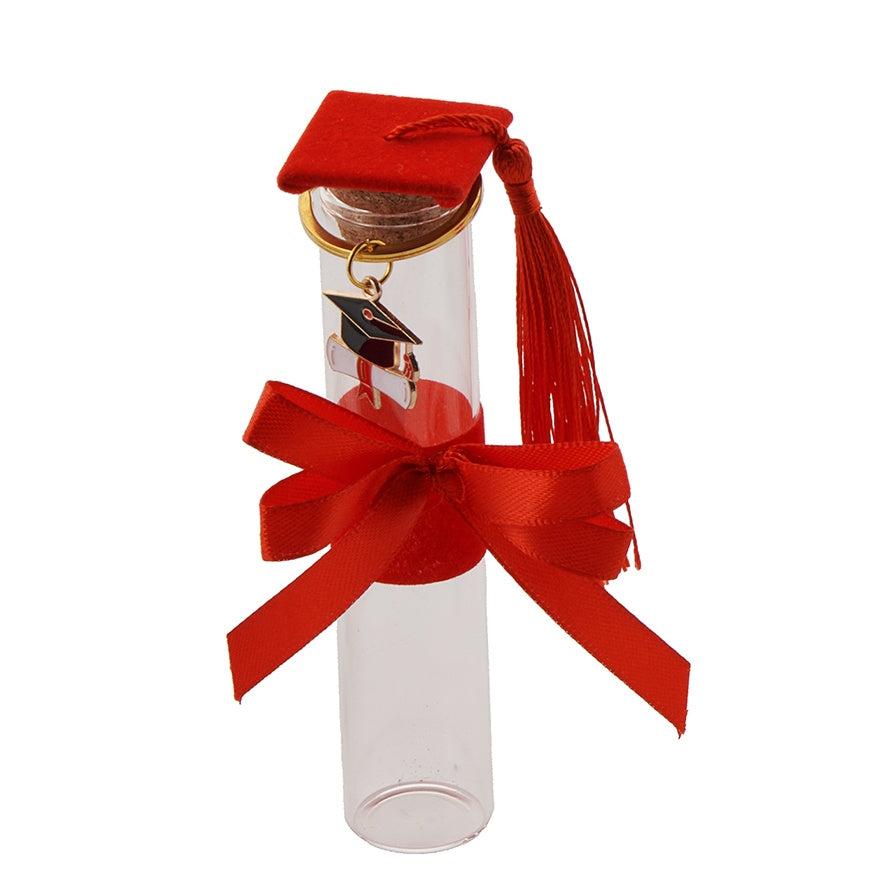 larcolaio larcolaio provetta con portachiavi bomboniera h 12 cm portaconfetti laurea rosso 1 pz ean 8059558631299